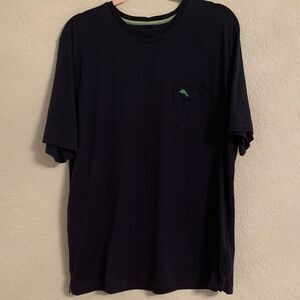 Tommy Bahama Men's Navy T-Shirt with Green Logo Pocket Size L